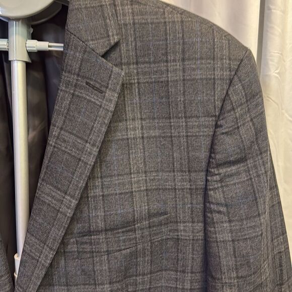 Calvin Klein Mens Plaid Two Button Blazer Jacket, Black C36 - Picture 4 of 12